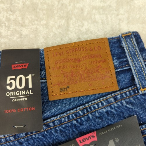 Levis 501 Jeans Damen 28x26 Premium Button Fly Cropped Distressed Schnurrhaare - Bild 18 von 19