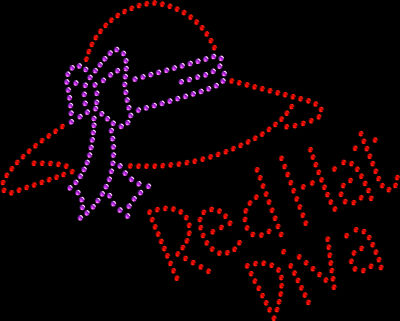 Rhinestone Bling Sparkle Iron On Transfer DIY Red Hat Diva Glamour