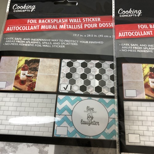 Lot of 2 Octagon Tile Foil Backsplash Kitchen Wall Decal 17.7" x 29.5"PeelStick - Picture 4 of 5