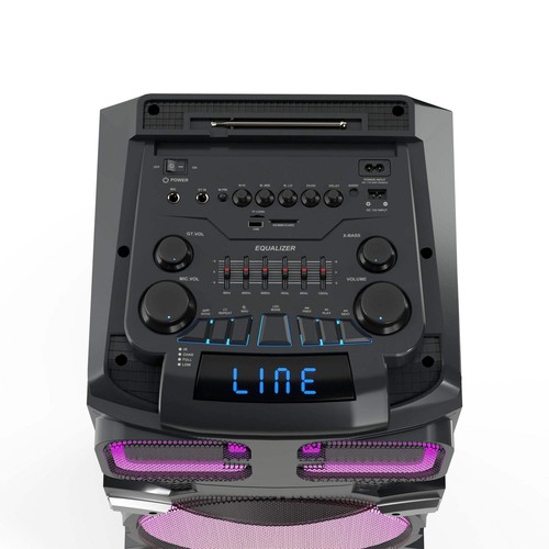 Dolphin 100W Dual 10” Portable Bluetooth Speaker w/ LED Party Lights and X-BASS - Picture 5 of 9