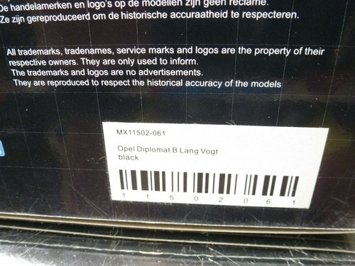 MATRIX OPEL DIPLOMAT B LANG VOGT LIM 98/400 - BLACK 1:43 - VERY GOOD IN BOX - Bild 2 von 8