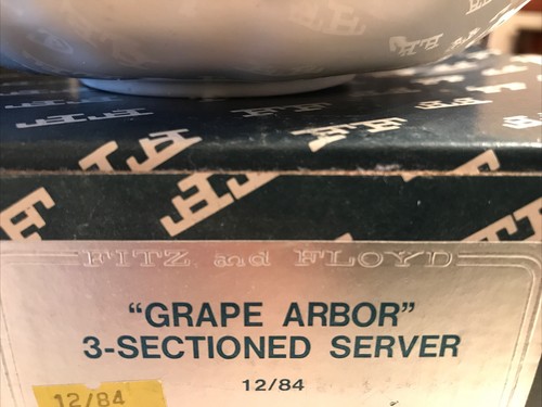 NIB VTG Fitz & Floyd GRAPE ARBOR 3 Section Server DEALER STOCK - Picture 3 of 5