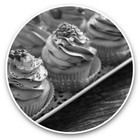 2 x Vinyl Stickers 25cm (bw) - Cupcake Cakes Cafe Bakery Shop  #42542