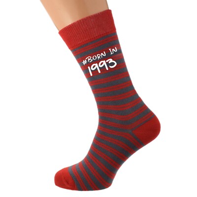 Geboren 1993 30. Geburtstag rot gestreifte Socken UK 5-12