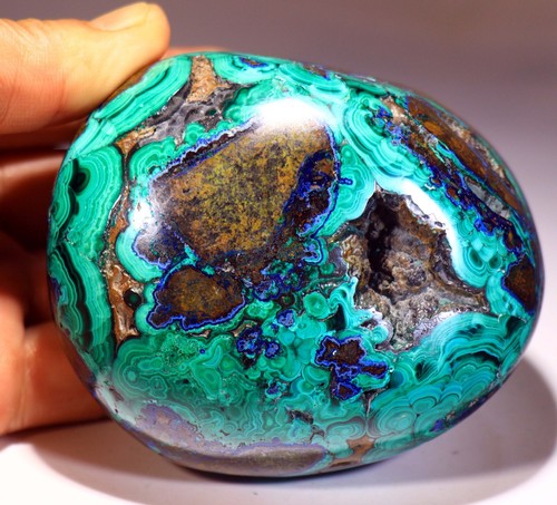 822 g 3.85" Sharp Polished Free Form Azurite Malachite Chrysocolla, Peru! AZS167 - Picture 2 of 6