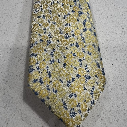NEW Kilburne & Finch Neck Tie Pocket Square Set Ivory Yellow Blue Floral NWT - Picture 5 of 11