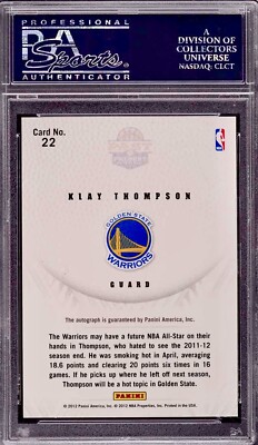 POP 17 PSA 10 RC Klay Thompson 2011-12 Panini Rookie Auto On-Card