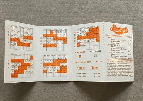 1982 CHATTANOOGA LOOKOUTS Minor League Baseball Zeitplan MiLB Indianer Affiliate - Bild 3 von 3