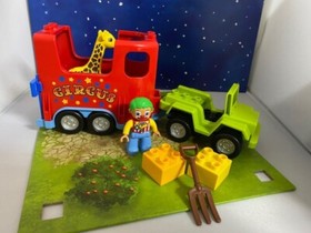 Lego Duplo 10550 Circus Transporter Jeep Trailer Giraffe Clown Accessories Original Box