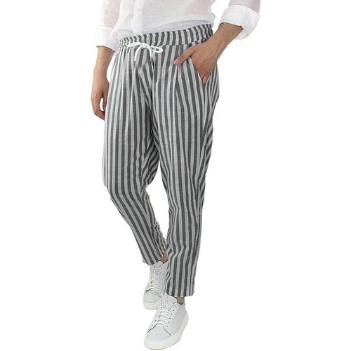 Freizeit Herren Hose Slim Gestreift Stretch Gerade Hose Pants Leinen Strandhose - Bild 1 von 31
