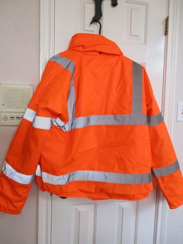 PORTWEST HI VIS BOMBER ORANGE JACKET WATERPROOF SIZE EXTRA LARGE FREE SHIPPING - Picture 7 of 8
