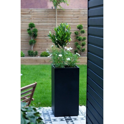 Set of 2 Tall Garden Planters IDEALIST Concrete Square Outdoor Plant Pots - Picture 20 of 33