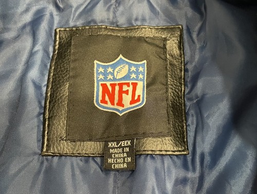 Indianapolis Colts NFL Faux Leather Black Bomber Jacket. Lined XXL Vintage Mens - Picture 3 of 15