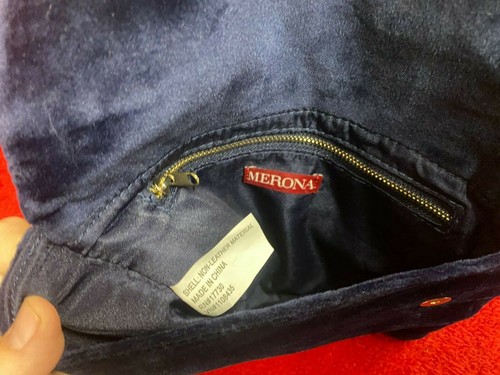 Clutch Merona blau Samt mit schwarz-goldenen Kunstleder Fransen Quaste - Bild 5 von 5