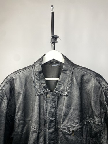 Vintage Leather Jacket Genuine Leahter bomber Moto Oldmoney Large / 54 Size - Picture 4 of 19