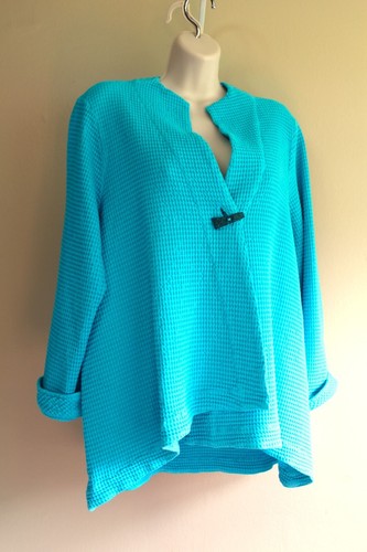 Focus Freizeit Schwimmweste Damen M läuft L blau Baumwolle Waffelgewebe asymmetrisch
