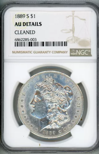 1889-S Morgan Silver Dollar $1 NGC AU Details Cleaned