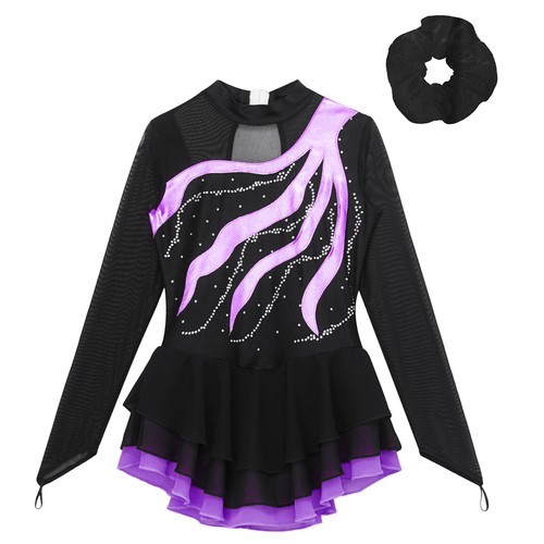 Kinder Mädchen Set Patchwork Kostüm Tanz Outfit Strass verziert Kleid glänzend - Bild 43 von 96