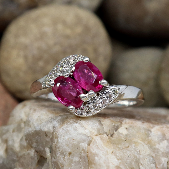 ＊925 ルビー&ダイヤモンドリング ruby diamond ring Ruby & Diamond Ring 925 Sterling Silver Ring Women's Bridal