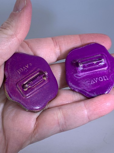 Lot of 2 Flowers Pansies AVON Vintage Brooch Pin M-3776 - Picture 3 of 3