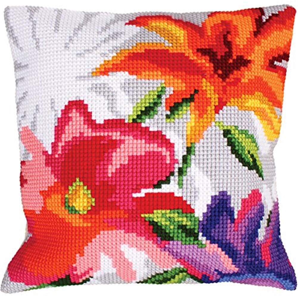 Collection D'art Gestempelt Nadelkissen-set 40x40cm-stylische Blaumen I Collection D'art Gestempelt Nadelkissen-set 40x40cm-stylische Blaumen I