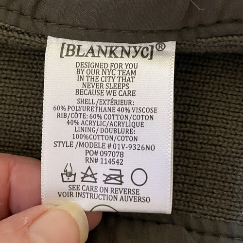 Blank NYC Open Style Jacket, Medium, Green, Lined, Zip Pockets, Faux Leather - Picture 5 of 8