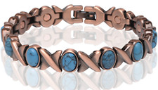 COPPER MAGNETIC TURQUOISE LINK BRACELET style TQ/XO health pain arthitis JL698