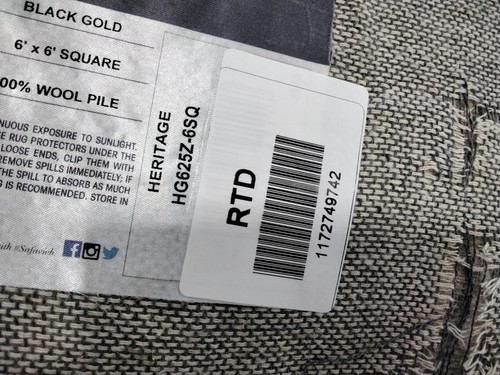 BLACK / GOLD 6' X 6' Square Cut on Rug, Reduced Price 1172749742 HG625Z-6SQ - Picture 4 of 4