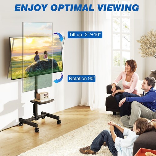 Rolling TV Stand with Power Outlet for 13-50 inch TV- Height Adjustable Mobile - Picture 6 of 9