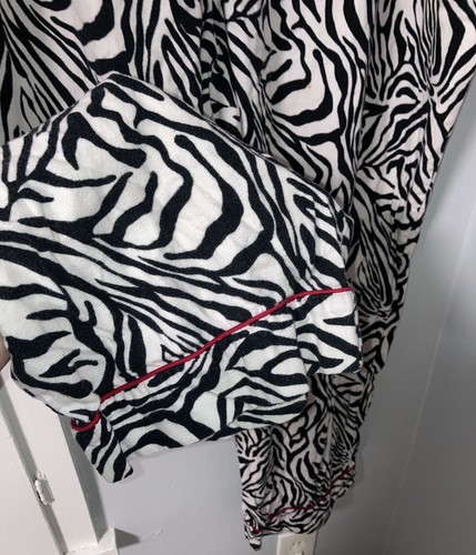 Adonna Cotton Flannel Pajama Pant Zebra W/Red Piping And Drawstring Women's 2X - Picture 4 of 8