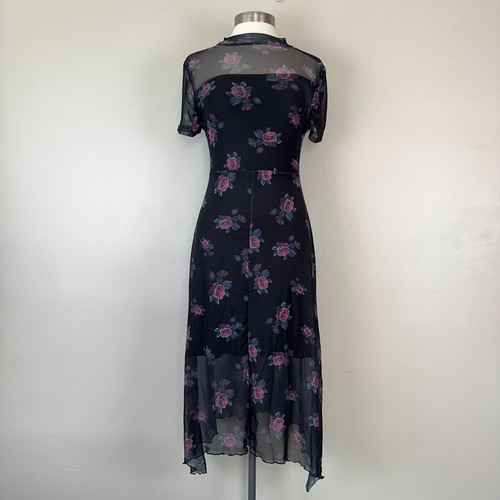 Vestido Mujer M Gótico Capricho Bruja Romántico Grunge Y2K Años 90 Malla Floral Oscura - Imagen 1 de 21