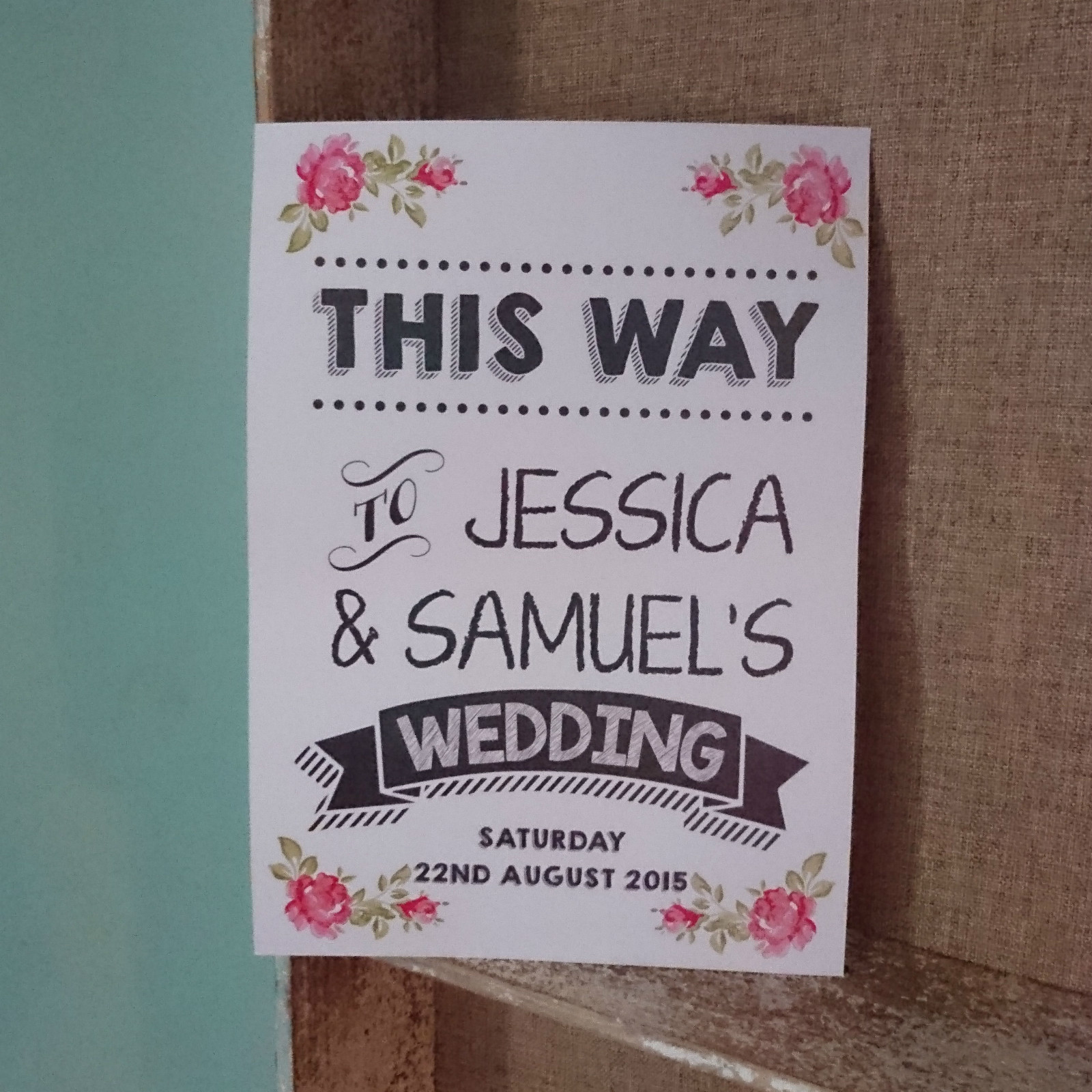Personalisiert This Way zu Unseren Hochzeit Vintage Rose Zeichen Druck Direction