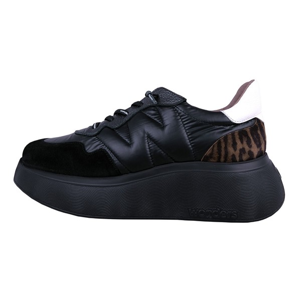 Wonders Roma:  Zapatos Para Mujer Negro Con Plataforma Piel Ligero A-3610