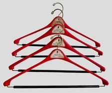 4 Vintage Red Retro Hangers Men's Suits Clothes Arioli's Barre, VERMONT 1950's