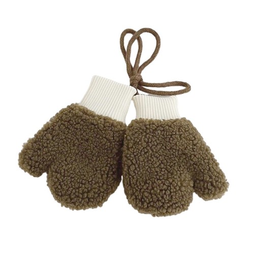 Kids Winter Mittens Soft Breathable Full Finger Gloves with Cartoon Bear Decor - Picture 13 of 14