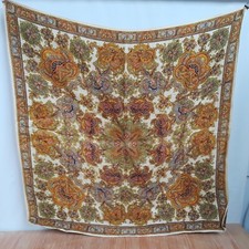 Vintage Women's Scarf Square 25x25 Paisley Gold Unknown Maker