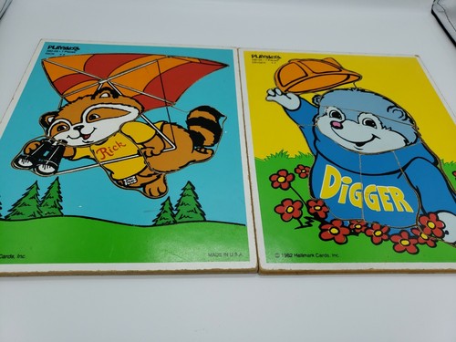 Shirt Tales Playskool Hallmark Holzpuzzle 2 Stück P Digger & Rick 1980/1982 - Bild 2 von 12