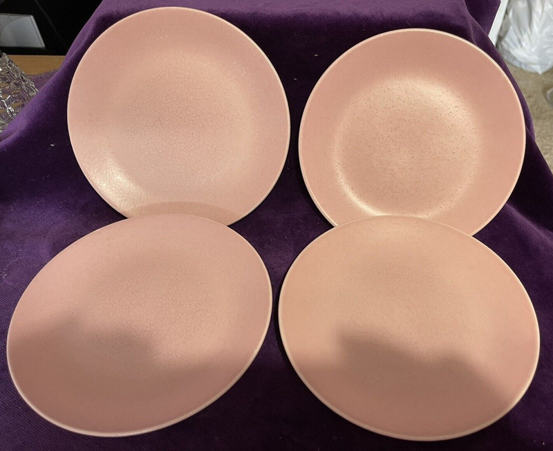 Set of 4 Universal Potteries Fascination Stardust Pink Sandwich Plates MCM Retro