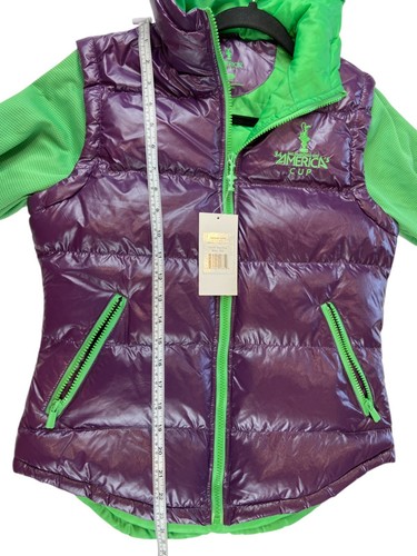 Giacca a vento con cappuccio America's Cup donna viola verde taglia S full zip nuova con etichetta - Foto 4 di 12