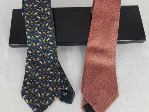 Lot of 2 Salvatore Ferragamo Ties 100% Silk Multi… - image 1