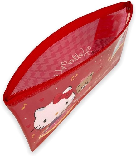 Sanrio Hello Kitty Flat vinyl Zipper Pen Case Multi Pouch Bag - Picture 2 of 3