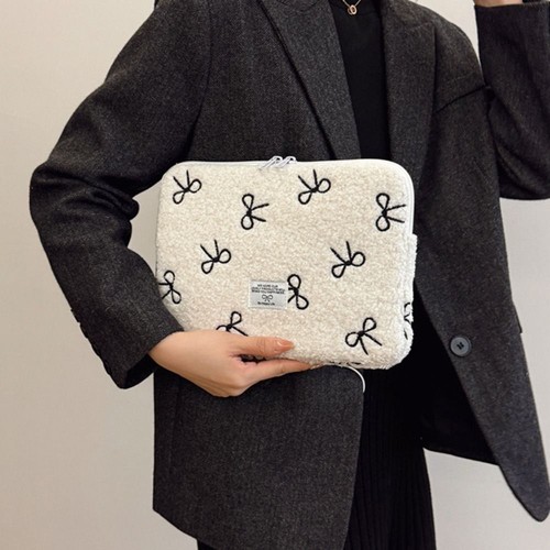 Plüsch Tablet-Ärmel Bowknot Innen tasche Für 13/14in Laptop Computer - Bild 5 von 16