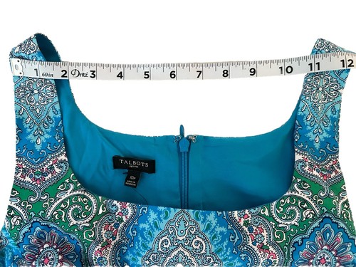 Talbots Blue Paisley Front Belted Shirt Dress Pleated Skirt Lined Size 10P NWT - Picture 10 of 12