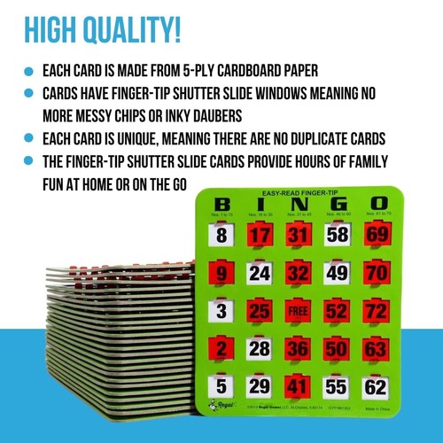 Regal Bingo - Shutter Slide Bingo Cards Only - 8” x 9” - 5-Ply Green - Picture 6 of 8