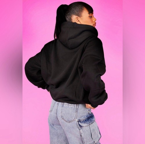 NWT Barbie One Of A Kind Oversized Black Pullover Hoodie Sweatshirt Size 4 - Picture 2 of 9