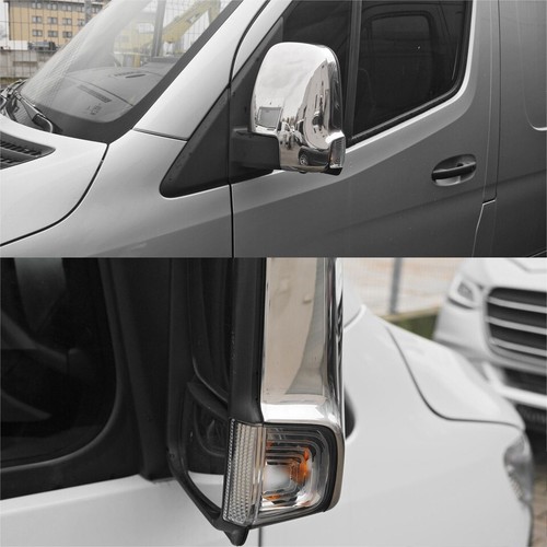 2x For Mercedes Sprinter W907 Chrome Mirror Cover Set Stainless Steel 2018-2022 - Foto 6 di 7