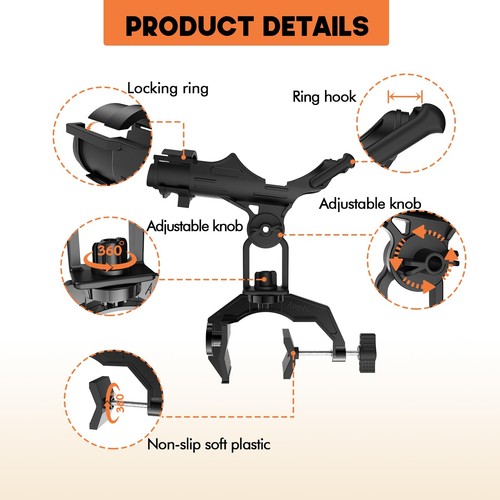 Boat Fishing Rod Holder Upgraded V-Shaped Large clamp Fishing Rod Holder with... - Afbeelding 3 van 7