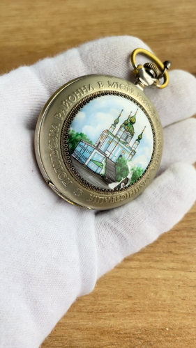 Vintage military pocket watch Molnija 3602 18j Kiev Enamel Archangel Michael - Video 1 of 1