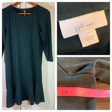 J Jill Ponte Knit Dress Womens Small Knee Length Ruffle Business Office Minimal