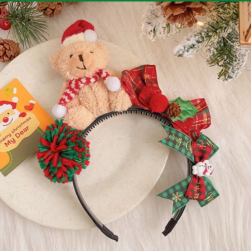Christmas Decoration Christmas Headband Elk Hair Hoop Plush Bow Hair Band Girl